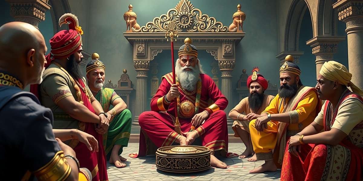 Mace Marvel Maharaja court scene showing the player as maharaja with various advisors